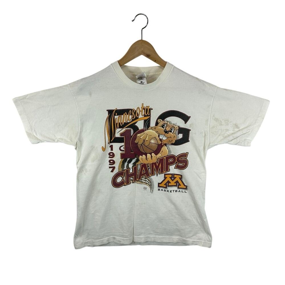 Vintage 1997 Minnesota Gophers Basketball Big 10 Champs Graphic Tee Large